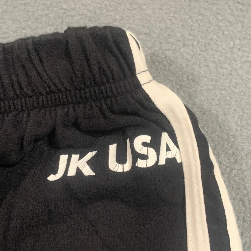 JK Sport Black‎ Track Pants White Side Stripes Made in USA Youth 18/20